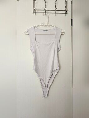 Zara White Square Neck Bodysuit